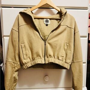 Stylish Tan Utility Jacket with Hood